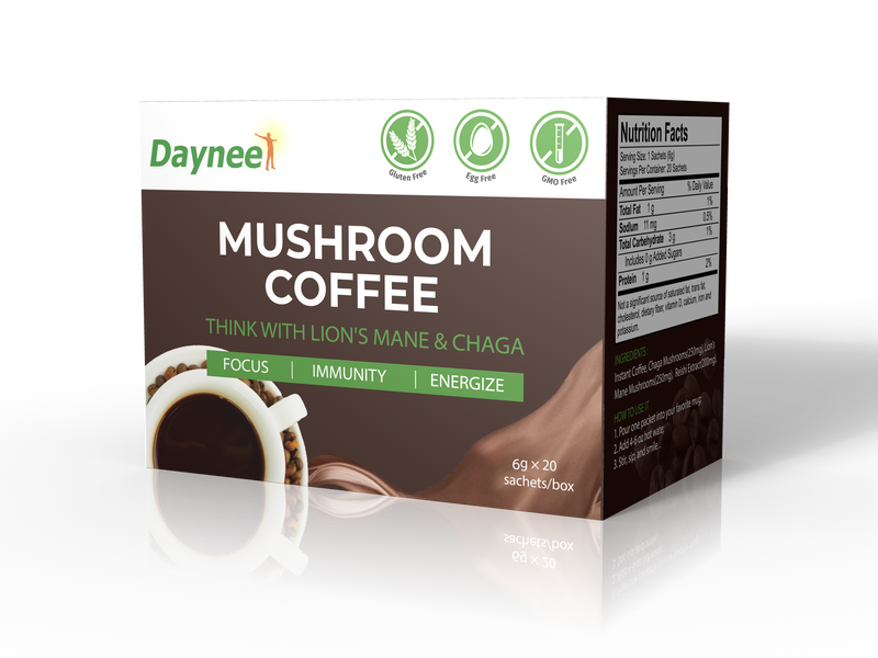 Mushroom Coffee with Protein and Caffeine | Instant Coffee for Energy, Focus, Gut, Memory, and Immunity