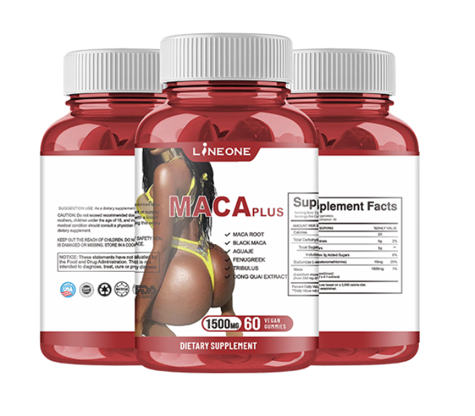 Maca Plus Gummies (1500mg) | Dietary Supplement for Hips Enlargement, Butt Enhancement, and Hormonal Balance