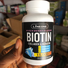 Biotin Capsules with Collagen, Keratin, and MSM (15000mcg) | Dietary Supplement for Hair, Skin, Nail and Bone Health