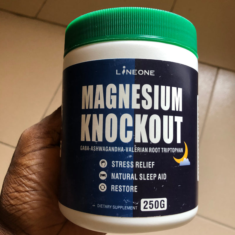 Magnesium Knockout Powder with Ashwagandha, GABA, L-Tryptophan, and Valerian Root | Dietary Supplement for Sleep Aid, Stress Relief, and Relaxation