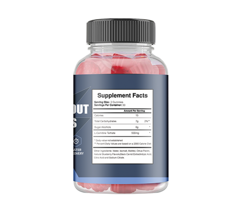 Pre-Workout Gummies with L-Carnitine | Dietary Supplement for Energy, Mental Alertness, Performance, and Endurance