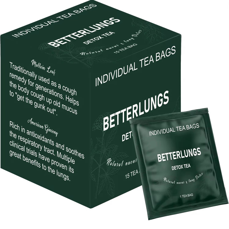 BetterLungs Detox Tea with Mullein, Thyme, and Rooibos | Herbal Tea for Lungs and Respiratory Health