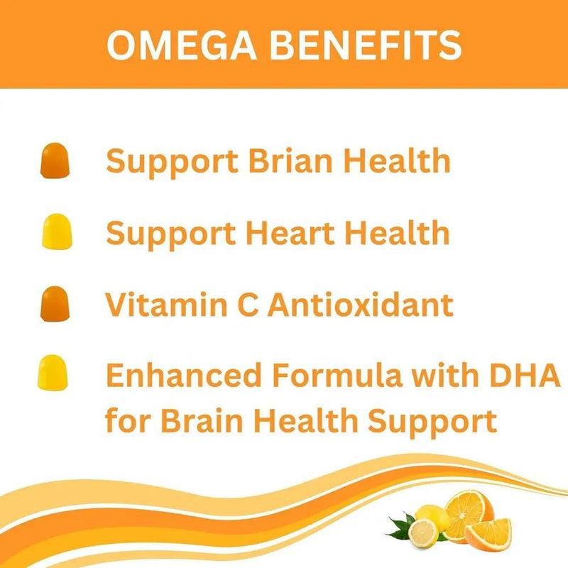 Omega-3 and DHA Gummies for Kids | Dietary Supplement for Brain Development and Heart Health