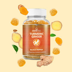 Turmeric Curcumin Gummies with Ginger | Dietary Supplement for Immune Health, Inflammation, Nausea, Vomiting