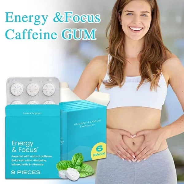 Energy and Focus Mints Gum with Caffeine, B-Vitamins, and L-Theanine (54 gums, Peppermint flavor) | Nootropic Gum for Energy, Mood, Nerve Function, Focus, and Cognition