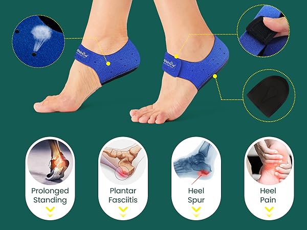 Welnove Heel Pads for Achilles Tendonitis, Heel Spurs, Plantar Fasciitis, Heel Bursitis, Heel Pain, and Cracked Heels (2 pieces)