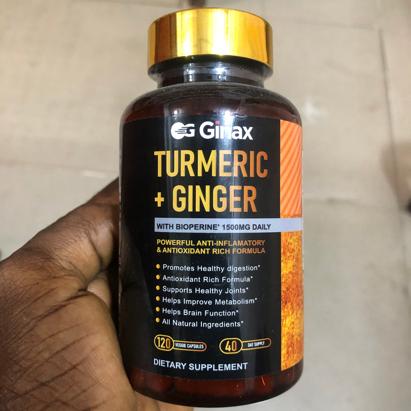 GINAX Turmeric Curcumin Capsules with Ginger and Black Pepper (120 capsules, 1965mg)