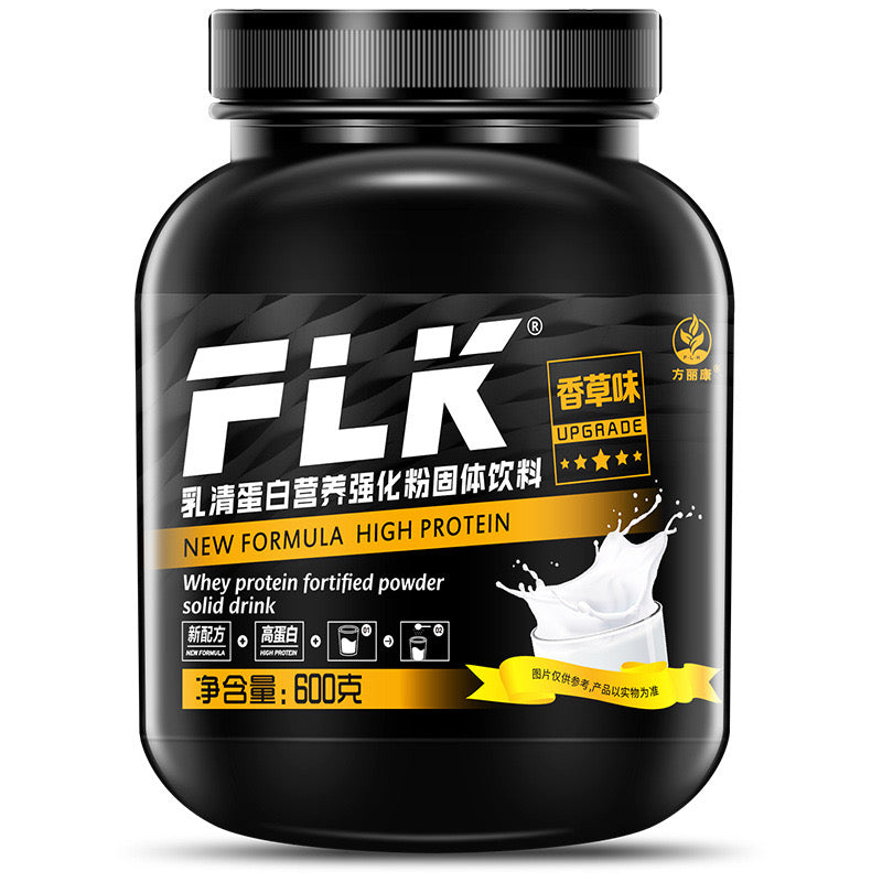 FLK Whey Protein Nutritional Fortified Powder (600g size, 32.5g protein, Vanilla flavor)