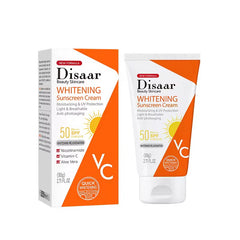 DISAAR Whitening Sunscreen Cream with Nicotinamide, Vitamin C, and Aloe Vera (80g size, SPF 50 PA+++)