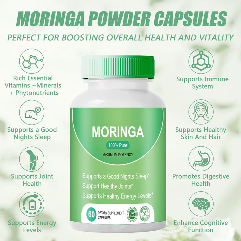 Moringa Capsule (800mg) | Dietary Supplement for Digestion, Bone & Joint, Sleep, Immunity, Energy, Skin, and Cognition