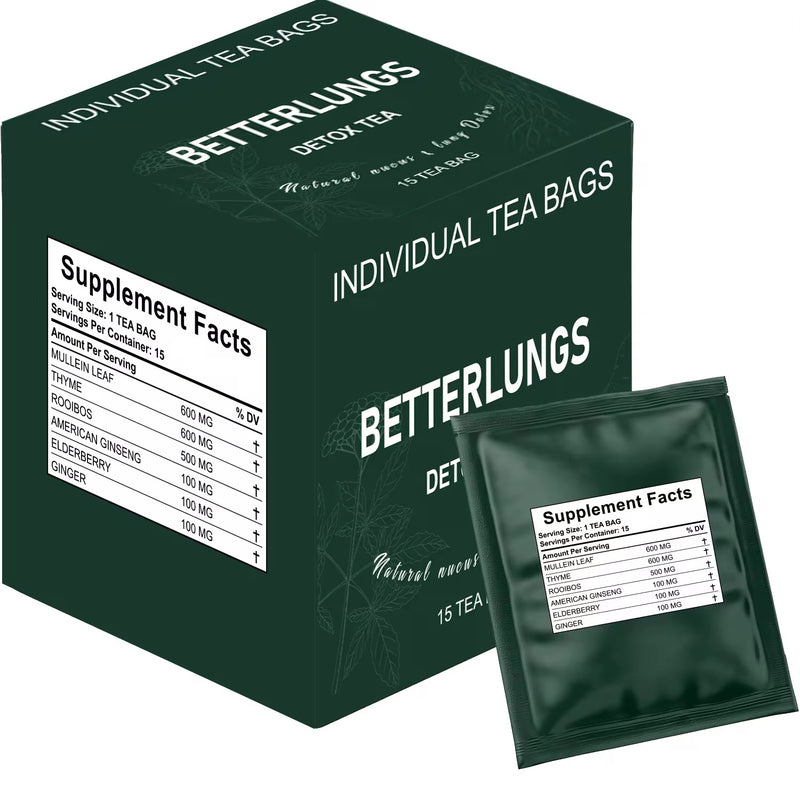 BetterLungs Detox Tea with Mullein, Thyme, and Rooibos | Herbal Tea for Lungs and Respiratory Health