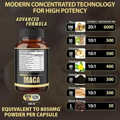 Maca Extra Strength Capsules with Maca Root and 6 Natural Ingredients (120 capsules, 8050mg)