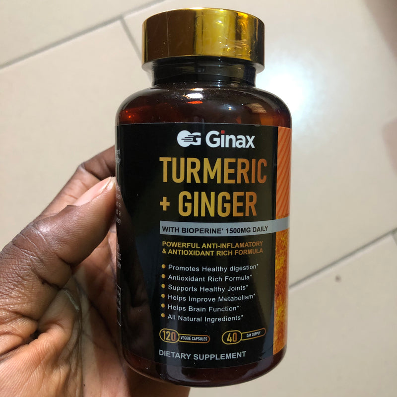 GINAX Turmeric and Ginger Capsules with Black Pepper (120 capsules, 2000mg)