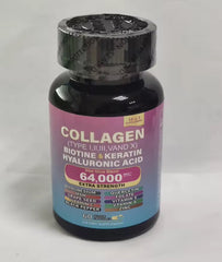 14-in-1 Multi-Collagen Blend Capsules (Type I, II, III, V & X, 64000MCG) — Collagen, Biotin, Keratin, Hyaluronic Acid, Magnesium, Grape Seed, MSM, Vitamins C, E & A, Quercetin, Folate, Zinc, and Black Pepper