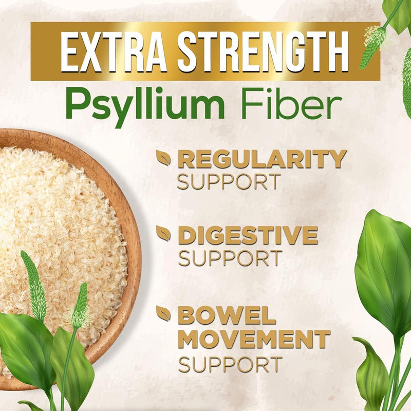 Psyllium Fiber Capsules (1500mg) | Dietary Supplement for Digestion, Bowel Movement, and Regularity Support