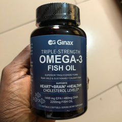 GINAX Omega-3 Fish Oil Capsules with EPA and DHA (180 softgels, 2200mg fish oil, 1400mg EPA, 480mg DHA)