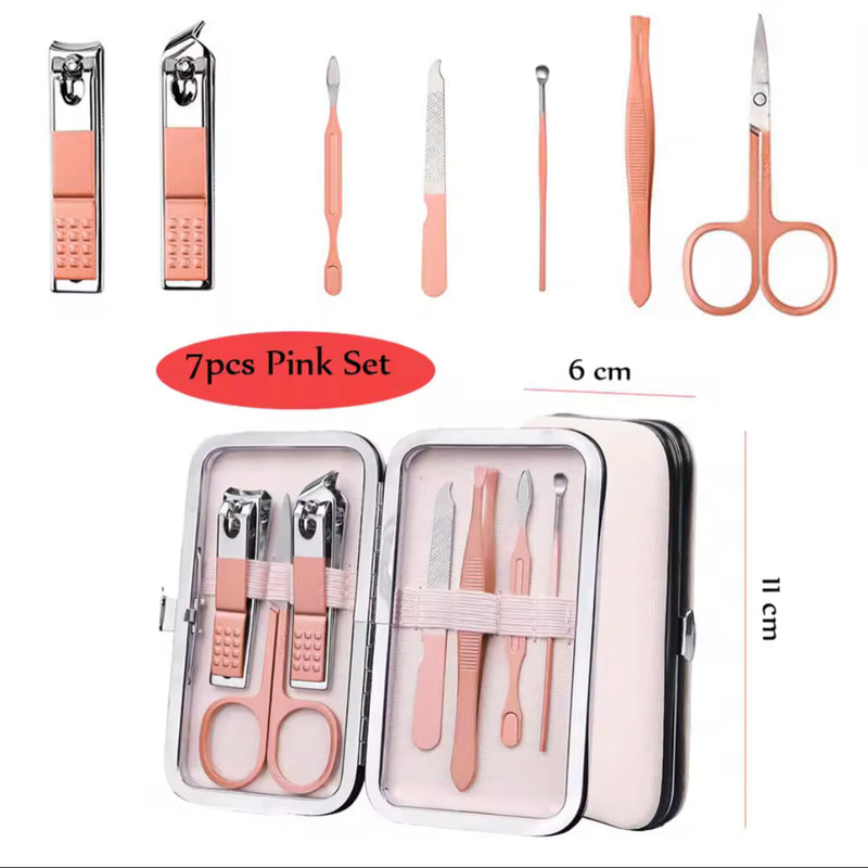 7-Piece Manicure and Pedicure Set with Travel Case | Stainless Steel Nail Clippers Kit