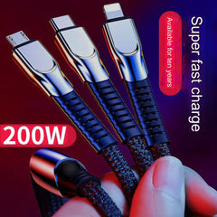 200W 3-in-1 Super Fast Charging Cable (1.8 and 2.0 meters)