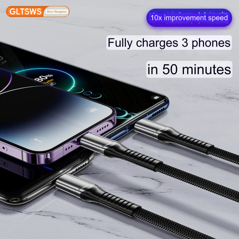 200W 3-in-1 Super Fast Charging Cable (1.8 and 2.0 meters)