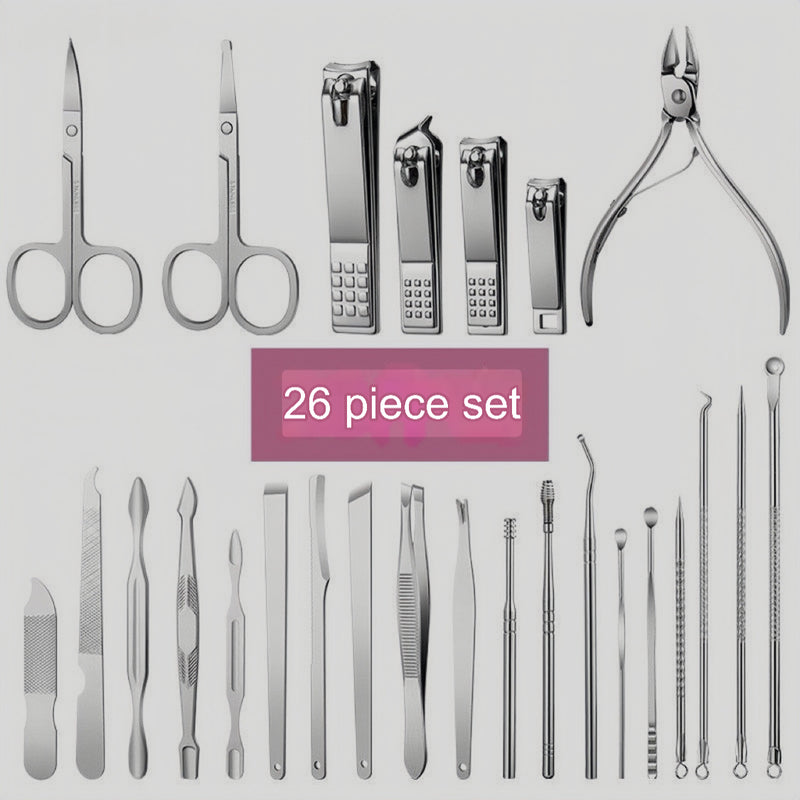 26-Piece Manicure and Pedicure Set with Travel Case | Stainless Steel Nail Clippers Kit