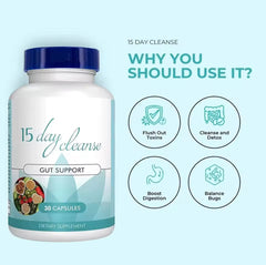 15 Day Cleanse Capsule | Dietary Supplement for Detox, Gut, Colon, Constipation, Bloating, and Digestive Health