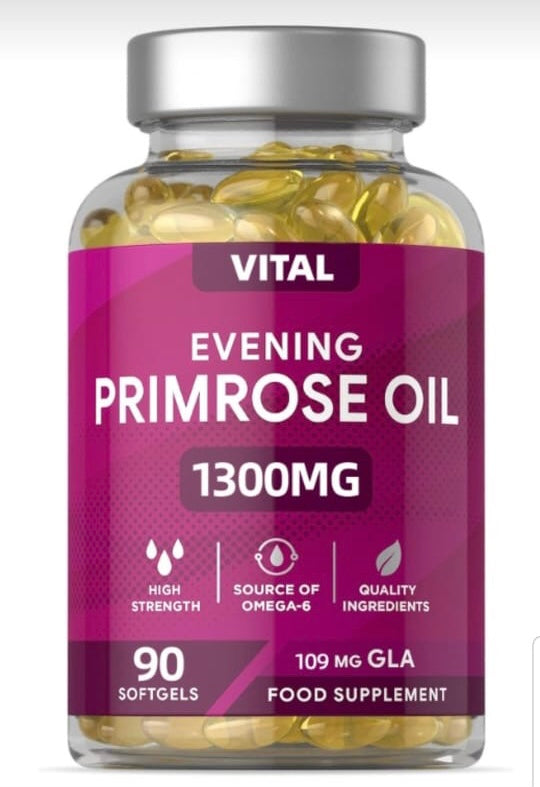 Evening Primrose Oil Capsule (90 softgels, 1300mg) | Dietary Supplement for Hormonal Balance, PMS, Skin and Joint Health