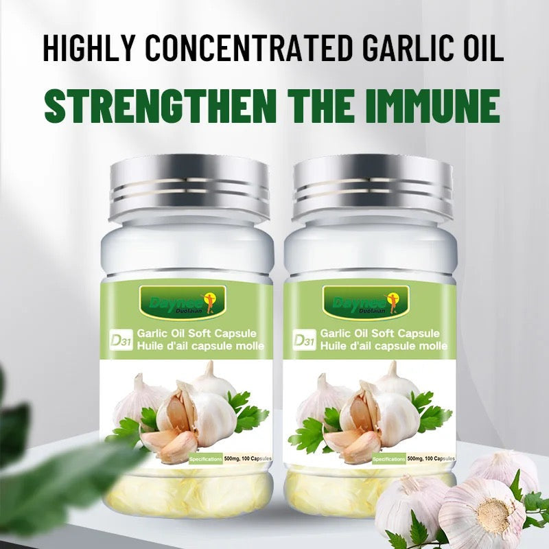 Garlic Oil Soft Capsules | Dietary Supplement for Blood Pressure, Cholesterol, Heart Health, Detox, and Immunity