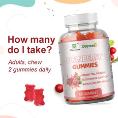 Cranberry Gummies | Dietary Supplement for Urinary Tract, Detox, Immunity, and Skin Health