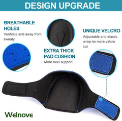 Welnove Heel Pads for Achilles Tendonitis, Heel Spurs, Plantar Fasciitis, Heel Bursitis, Heel Pain, and Cracked Heels (2 pieces)