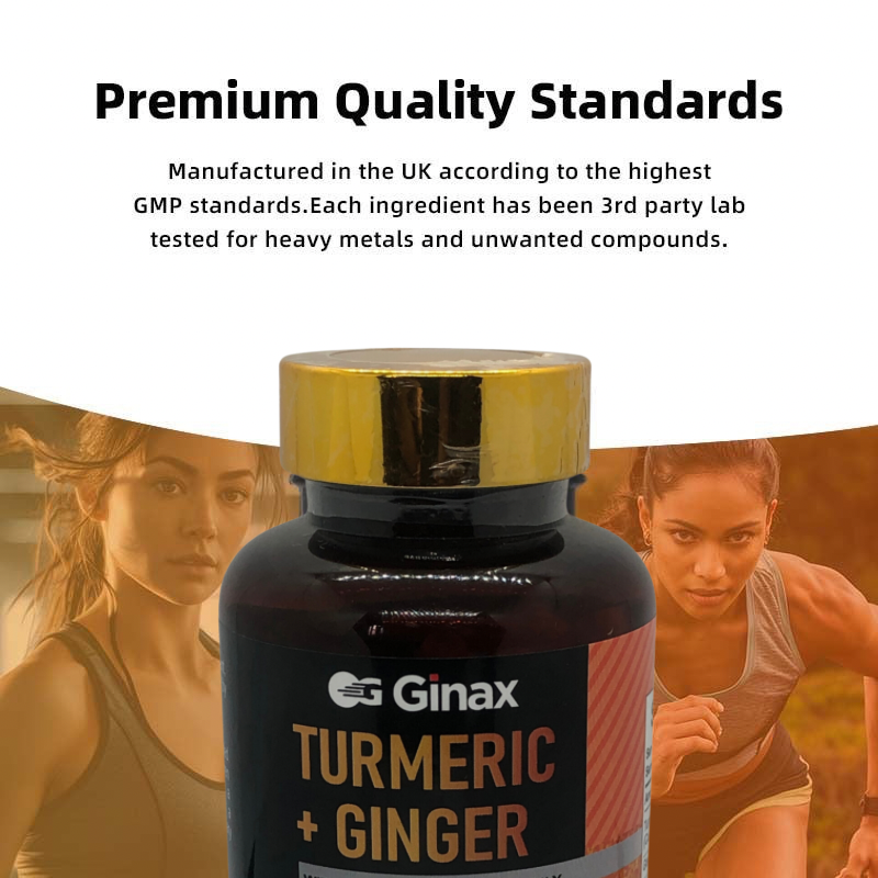 GINAX Turmeric and Ginger Capsules with Black Pepper (120 capsules, 2000mg)