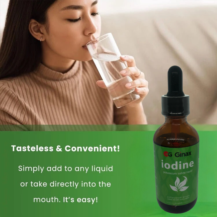 GINAX Iodine Drops (60ml, 250mcg, unflavored) | Dietary Supplement for Thyroid, Energy, Metabolism, and Immunity