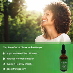 GINAX Iodine Drops (60ml, 250mcg, unflavored) | Dietary Supplement for Thyroid, Energy, Metabolism, and Immunity