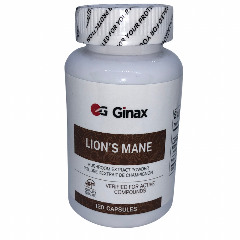 GINAX Lion’s Mane Mushroom Capsules with Beta-Glucans (120 capsules, 1300mg) | Nootropic Supplement for Cognitive Function, Nerve Growth, and Anti-Inflammatory