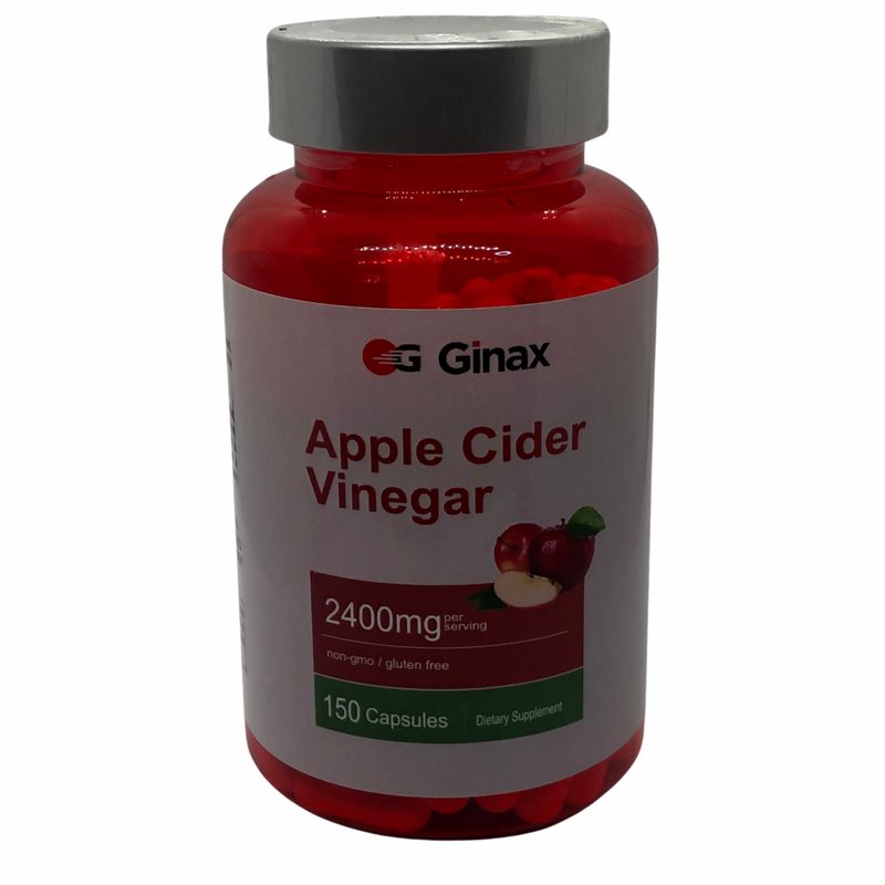 GINAX Apple Cider Vinegar Capsules (150 capsules, 2400mg) | Dietary Supplement for Digestion, Weight Loss, Detoxification, Blood Sugar, Skincare, Heart, and Immunity