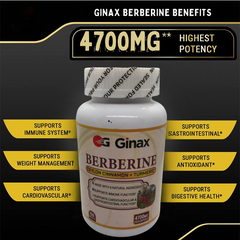 GINAX Berberine Capsules with Ceylon Cinnamon and Turmeric (150 Capsules, 4700mg) | Dietary Supplement for Blood Sugar, Cardiovascular, Digestion, and Weight Management