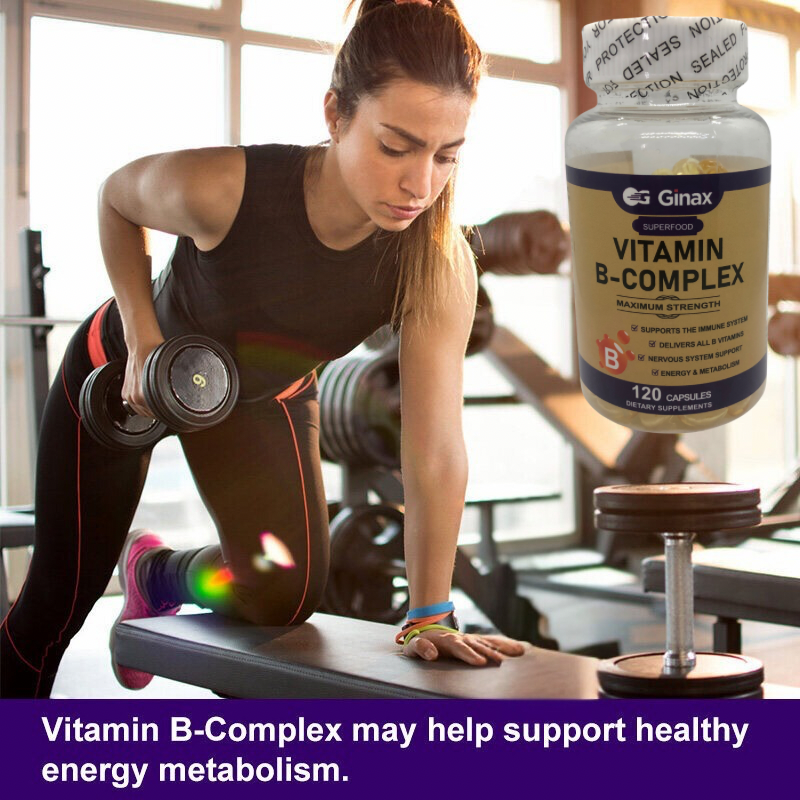 GINAX Vitamin B-Complex Capsule (120 softgels) | Dietary Supplement for Immunity, Nervous System, Energy, Metabolism, Heart, and Cognition