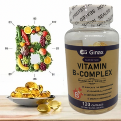 GINAX Vitamin B-Complex Capsule (120 softgels) | Dietary Supplement for Immunity, Nervous System, Energy, Metabolism, Heart, and Cognition