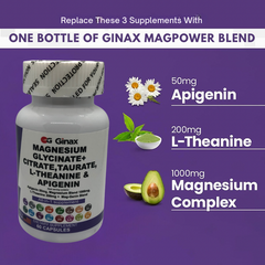 GINAX 16-in-1 Magnesium Blend Capsules — Magnesium (Glycinate, Malate, Taurate, Citrate, and Oxide), Vitamin B6, Zinc, L-Theanine, Chamomile, Apigenin, L-Tryptophan, 5-HTP, GABA, Passion Flower, L-Glycine, and Ashwagandha