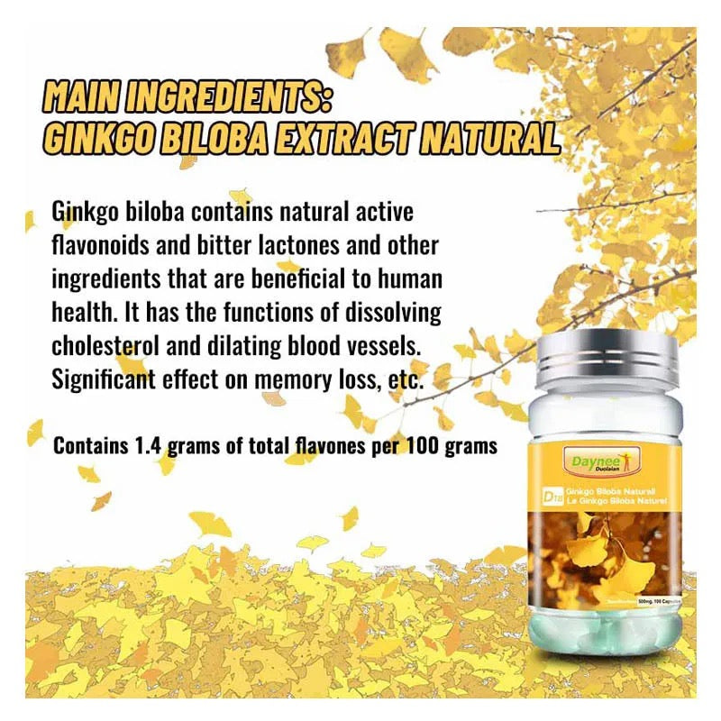 Ginkgo Biloba Capsule | Dietary Supplement for Hyperlipidemia, Blood Pressure, Healthy Heart, and Blood Circulation