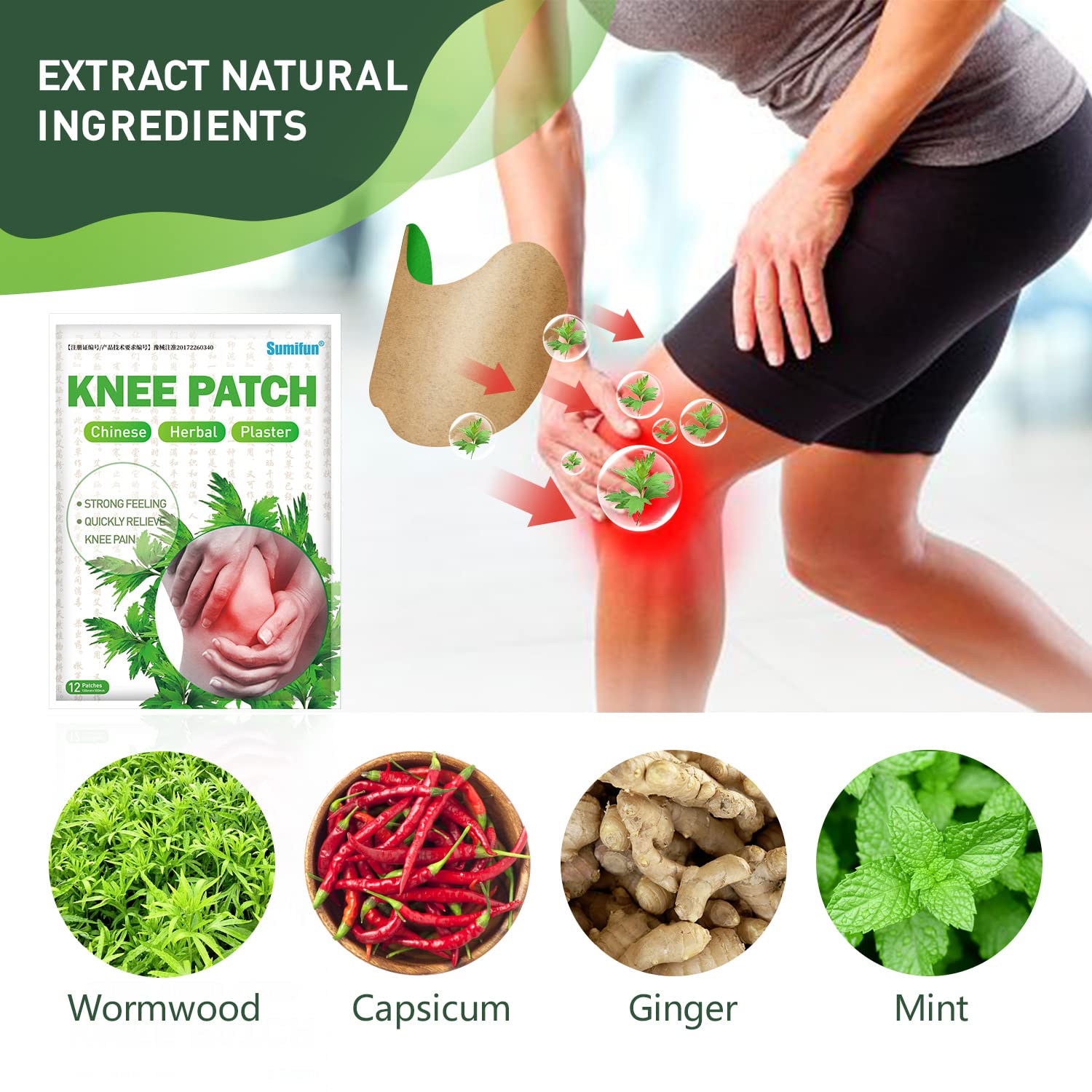 Natural Knee Pain Patch,Knee Joint Pain Relief Patchs - Herbal