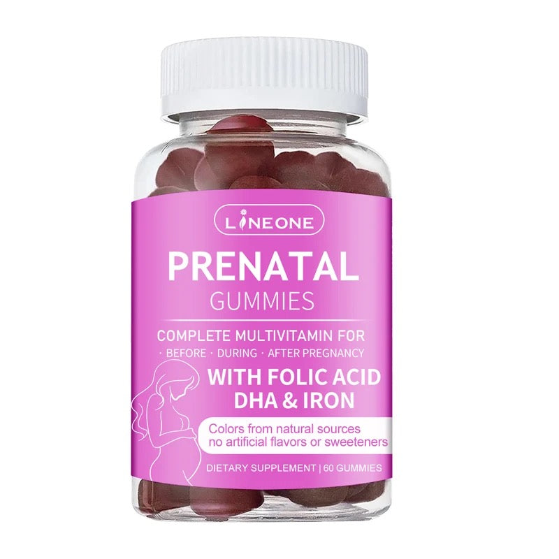 Prenatal Gummies with Folic Acid, DHA, Iron, and Multivitamins