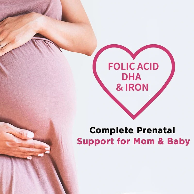 Prenatal Gummies with Folic Acid, DHA, Iron, and Multivitamins