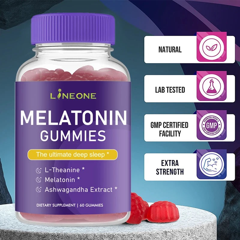 Melatonin Gummies with L-Theanine and Elderberry | Dietary Supplement for Deep Sleep and Relaxation