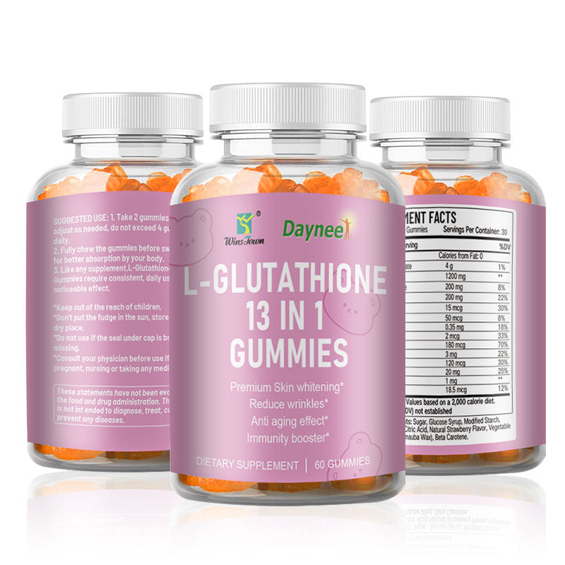 L-Glutathione Gummies with 13 Powerful Ingredients | Dietary Supplement for Skin Whitening, Anti-Aging, Wrinkles, and Immunity