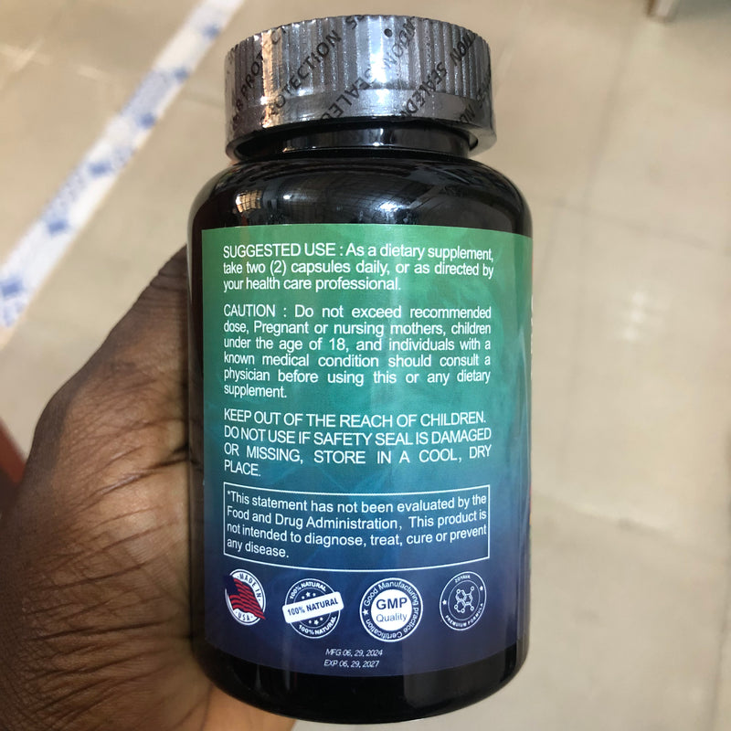 GINAX 16-in-1 Sea Moss Blend Capsule (120 capsules, 19445mg) — Sea Moss, Black Seed Oil, Ashwagandha, Ginseng, Burdock Root, Turmeric, Vitamin D3, Manuka Honey, Dandelion, Elderberry, ACV, Bladderwrack, Vitamin C, Chlorophyll, Yellow Dock and Black Pepper