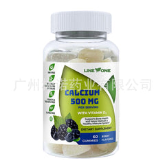 Calcium Gummies with Vitamin D3 (500mg) | Dietary Supplement for Bone, Teeth, Osteoporosis, and Immunity
