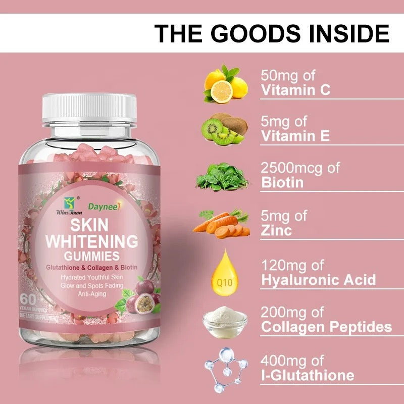 Skin Whitening Gummies with Glutathione and Collagen