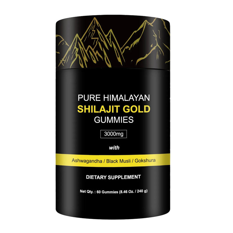 Pure Himalayan Shilajit Gold Gummies (3000mg) | Dietary Supplement for Energy, Stamina, Endurance, Cognitive Function, Skin, and Bone Health