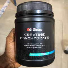 GINAX Creatine Monohydrate Powder (500g size, 5000mg creatine, 100 servings) | Dietary Supplement for Pre and Post-Workout