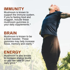 Mushroom Gummies with 10 Powerful Mushrooms (2500mg) | Nootropic Supplement for Brain, Immunity, and Energy